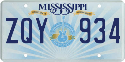 MS license plate ZQY934
