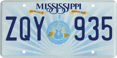 MS license plate ZQY935