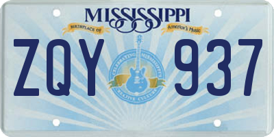 MS license plate ZQY937