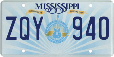 MS license plate ZQY940