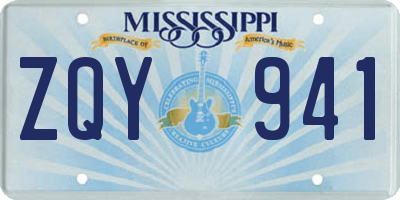 MS license plate ZQY941