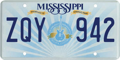 MS license plate ZQY942