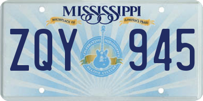 MS license plate ZQY945
