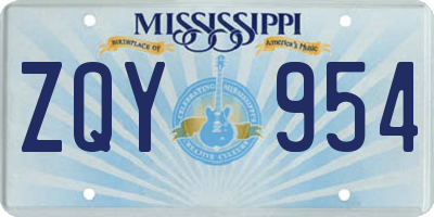 MS license plate ZQY954