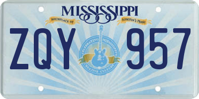 MS license plate ZQY957