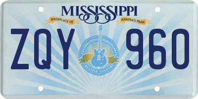 MS license plate ZQY960