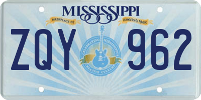MS license plate ZQY962