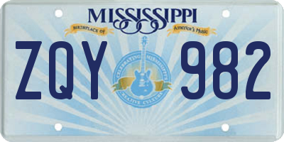 MS license plate ZQY982