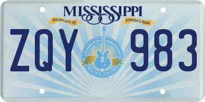 MS license plate ZQY983