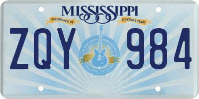 MS license plate ZQY984