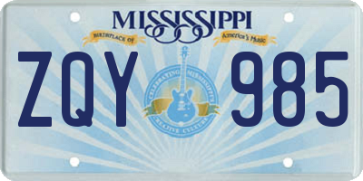 MS license plate ZQY985