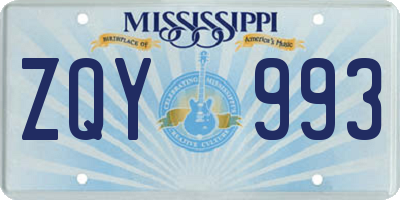 MS license plate ZQY993