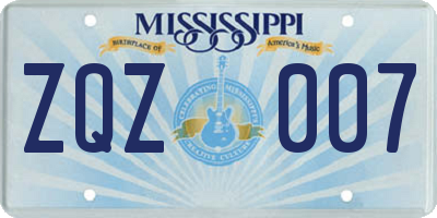 MS license plate ZQZ007