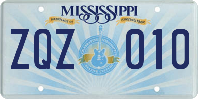 MS license plate ZQZ010