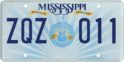 MS license plate ZQZ011