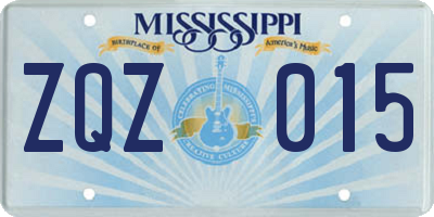 MS license plate ZQZ015