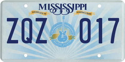MS license plate ZQZ017