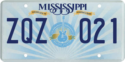 MS license plate ZQZ021