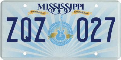 MS license plate ZQZ027