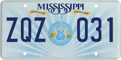 MS license plate ZQZ031