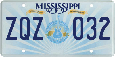 MS license plate ZQZ032