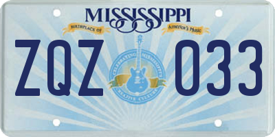 MS license plate ZQZ033