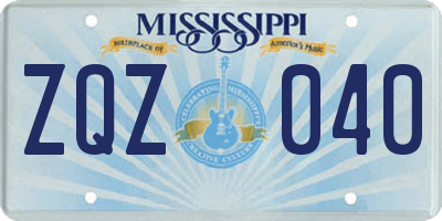 MS license plate ZQZ040