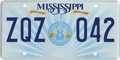 MS license plate ZQZ042