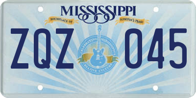 MS license plate ZQZ045