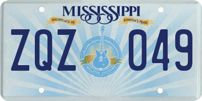 MS license plate ZQZ049