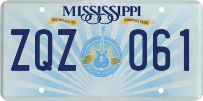 MS license plate ZQZ061