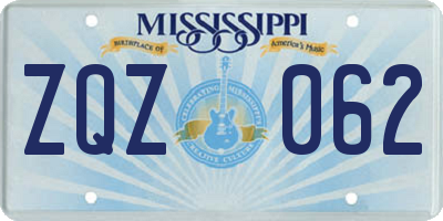MS license plate ZQZ062