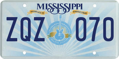 MS license plate ZQZ070