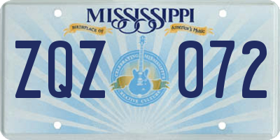 MS license plate ZQZ072