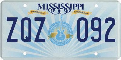 MS license plate ZQZ092