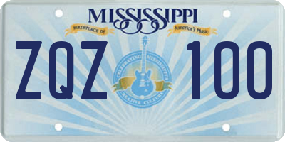 MS license plate ZQZ100