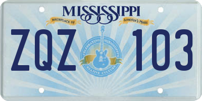 MS license plate ZQZ103