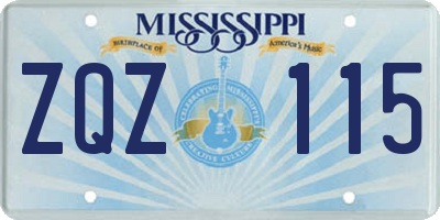 MS license plate ZQZ115