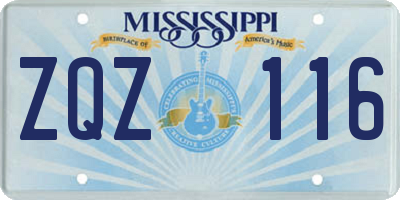 MS license plate ZQZ116