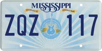 MS license plate ZQZ117