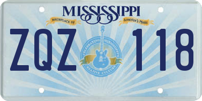 MS license plate ZQZ118