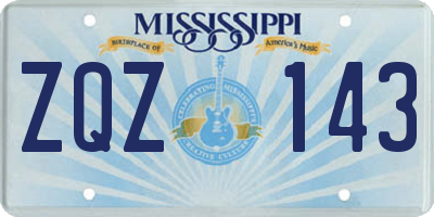MS license plate ZQZ143