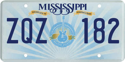 MS license plate ZQZ182
