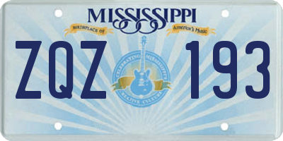MS license plate ZQZ193