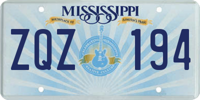 MS license plate ZQZ194