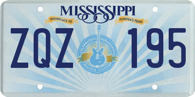 MS license plate ZQZ195