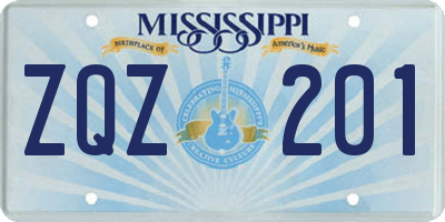 MS license plate ZQZ201