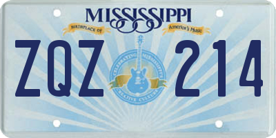 MS license plate ZQZ214