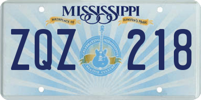 MS license plate ZQZ218