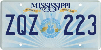 MS license plate ZQZ223